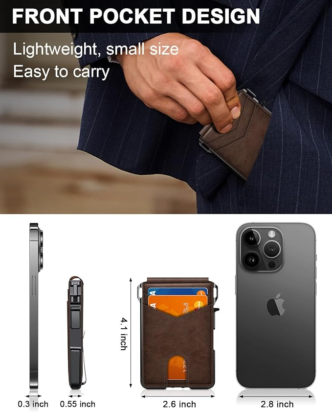 Wallet for Men, Mens Minimalist Wallet 9-13 Cards, Slim Compact Wallet with Money Clip & ID Window, RFID Blocking Smart Pop Up Card Wallet, Metal Aluminum Credit Card Holder Bifold Wallet