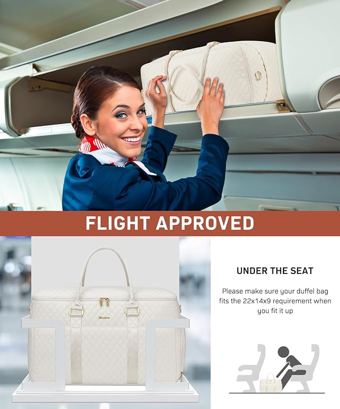 WINDARS Travel Duffle Bag, Weekender Bag for Women with Shoe Compartment, Large Carry On Overnight Bag with Toiletry Bag, Gym Duffel Bag with Wet Pocket, Hospital Bags for Labor and Delivery (Beige)