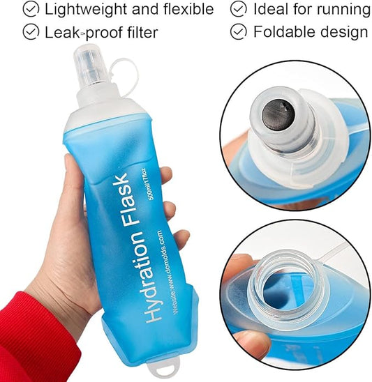 WILDREEDS 150ml Soft Flask, TPU Collapsible Soft Water Bottle for Hydration Pack, Running Vest, Folding Water Bottle for Hiking Cycling Climbing-1Pcs, Blue