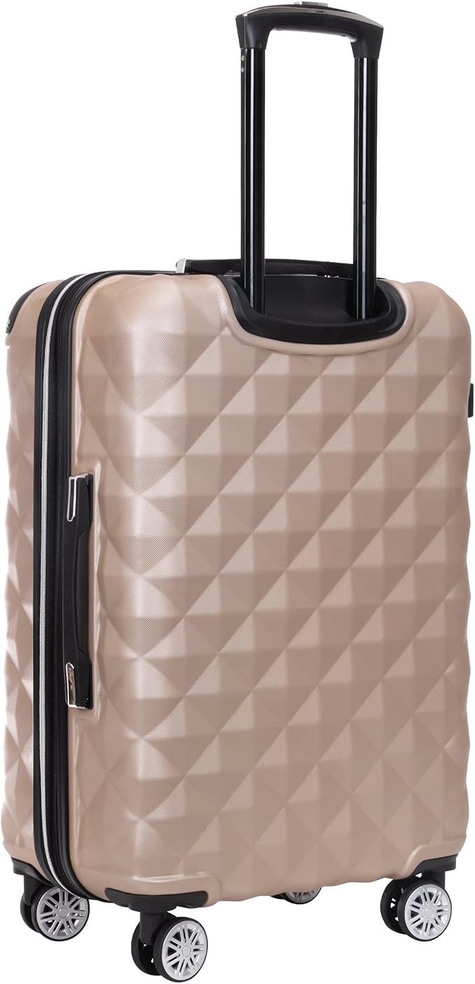 Kenneth Cole REACTION Diamond Tower Collection Lightweight Hardside Expandable 8-Wheel Spinner Travel Luggage, Rose Champagne, 24-Inch Checked