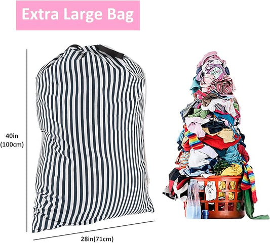 SWISSELITE Laundry Bag with Handle and Drawstring, Large Heavy Duty Laundry Bag, 28 x 40 Inches Travel Dirty Clothes Bag for Laundromat and Household