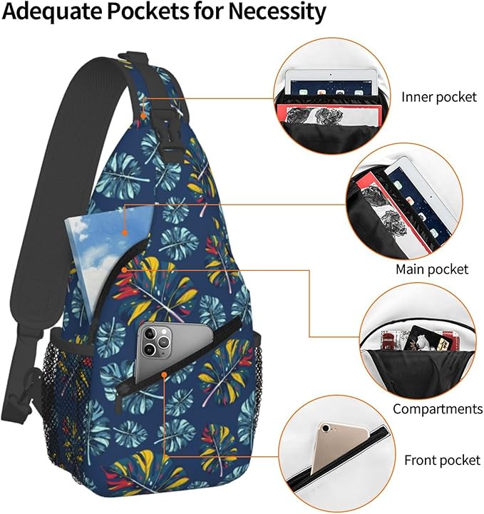 Hawaii Tropical Palm Sling Backpack Crossbody Bag Casual Chest Bags Travel Hiking Daypack Shoulder Bag for Women Men