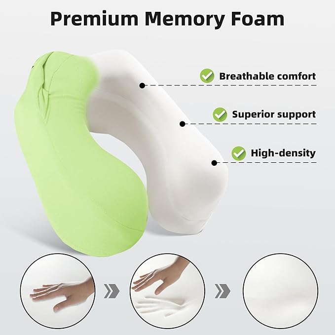 Privacy-Friendly Hooded Travel Pillow for Kids & Adults, Sensory-Friendly, Memory Foam Neck Support for Airplane, Car & Train, Breathable Fabric, Portable, Ultimate Comfort
