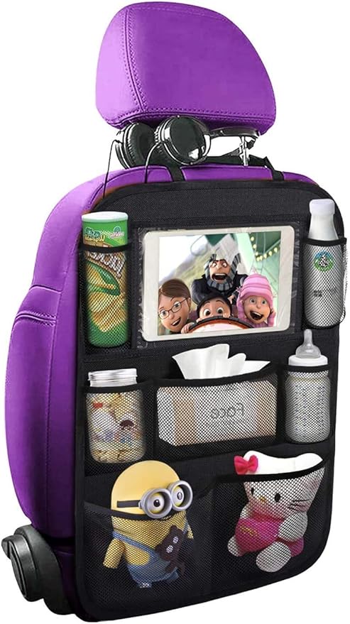 ONE PIX Backseat Car Organizer Mats Back Seat Organizers and Storage Bag with Touch Screen Tablet Holder for Kids Toddlers Car Seats, Travel Accessories, Road Trip Essentials Kids