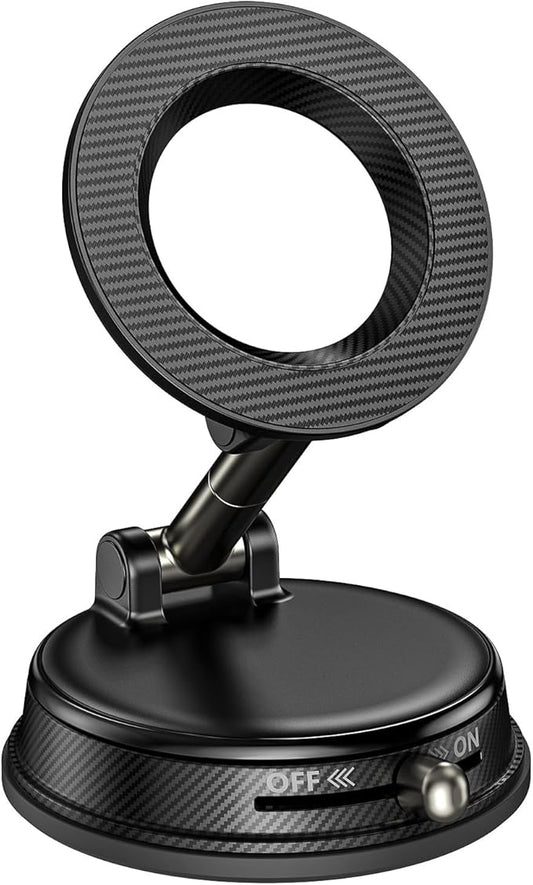 Vacuum Magnetic Suction Car Phone Holder for Magsafe, 360° Adjustable Suction Cup Phone Mount for Car Gym Mirror, Compatible with iPhone & Android