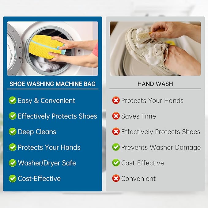 2 Pack Shoe Washing Machine Bag, Reusable Laundry Shoe Bag for Washer and Dryer, Sneaker Washing Machine Bags with Edge Protection, Shoes Washing Bag for Most Shoe Types (Yellow)