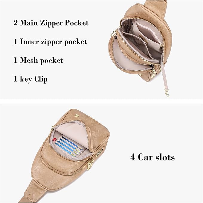 INICAT Crossbody Sling Bags Fanny Packs Valentine's Day Gifts Vegan Leather Travel Vacation Essentials Purses Women