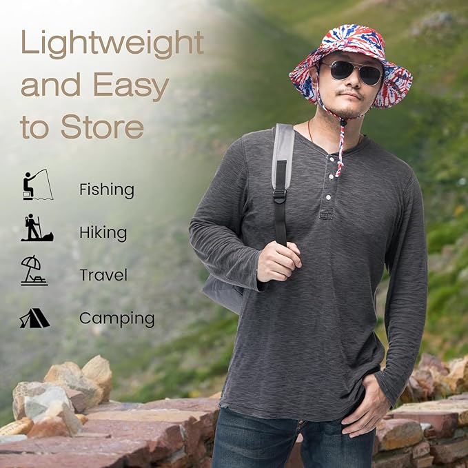 Bucket Hat Wide Brim UV Protection Sun Hat Boonie Hats Fishing Hiking Safari Outdoor Hats for Men and Women