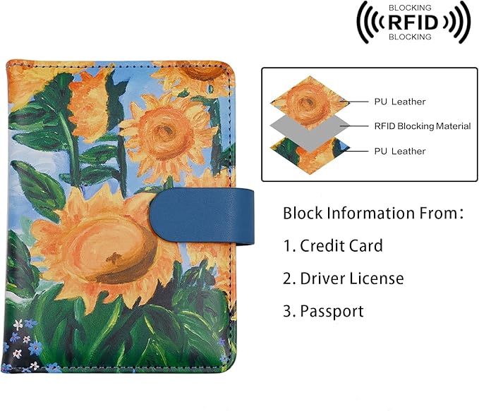 Melsbrinna Rfid Passport Holder for Travel women/Men, Cute Passport Wallet Rfid Blocking Card Slots, Rfid Passport Cover/CaseTravel Wallet, Passport Book Holder (1, Blue2)