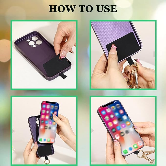 Crossbody Body Phone Holder for Women, New Phone Strap with Zippered Pouch, Adjustable Crossbody Strap (Black+White+Green+Leopard)
