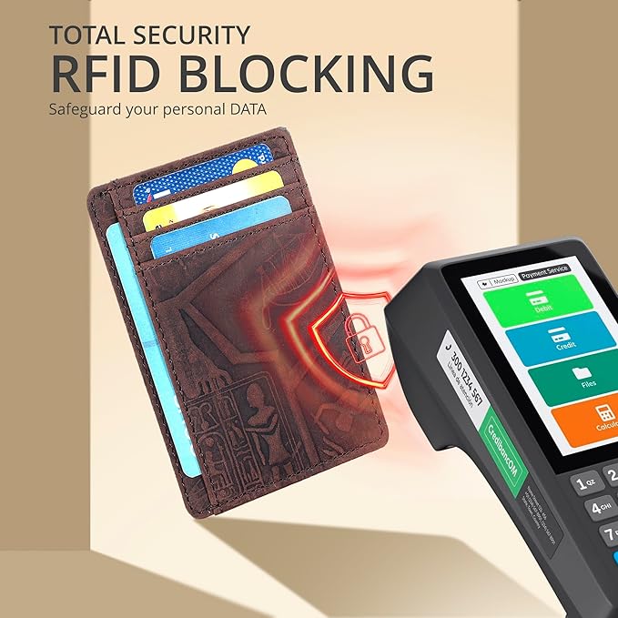 Oak Leathers Leather Slim Minimalist Wallet for Men & Women RFID Front Pocket Leather Card Holder Wallets