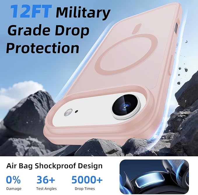 Ntwinro Magnetic for iPhone Air Case (Compatible with MagSafe) with Detachable Wallet & Card Holder for 3 Cards [RFID Blocking] Military Grade Protective Slim Phone Cover for 17 Air 2025, Pink