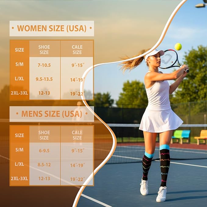 Graduated Compression Socks for Women&Men 20-30mmhg Knee High Socks Travel Hiking Running Stocking