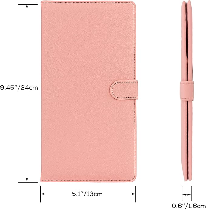 Car Registration and Insurance Holder, Leather Magnetic Shut Vehicle Glove Box Organizer for Document, Card, Driver License, Pink