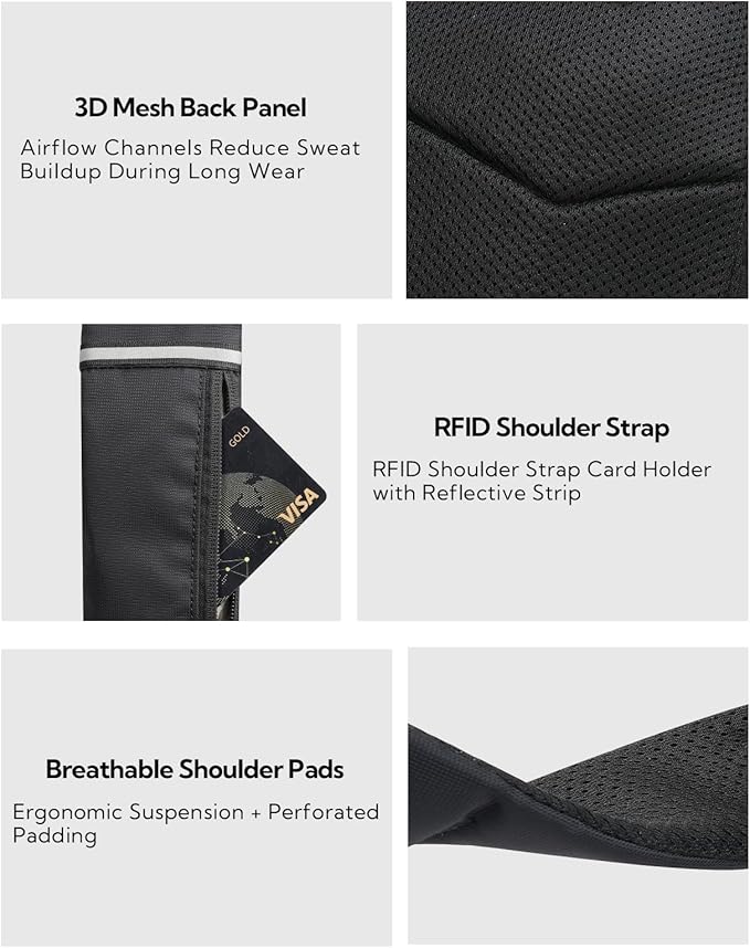 WATERFLY Small Crossbody Sling Bag: RFID Blocking Anti Theft Sling Backpack Chest Bag Travel Hiking Daypack Man Woman