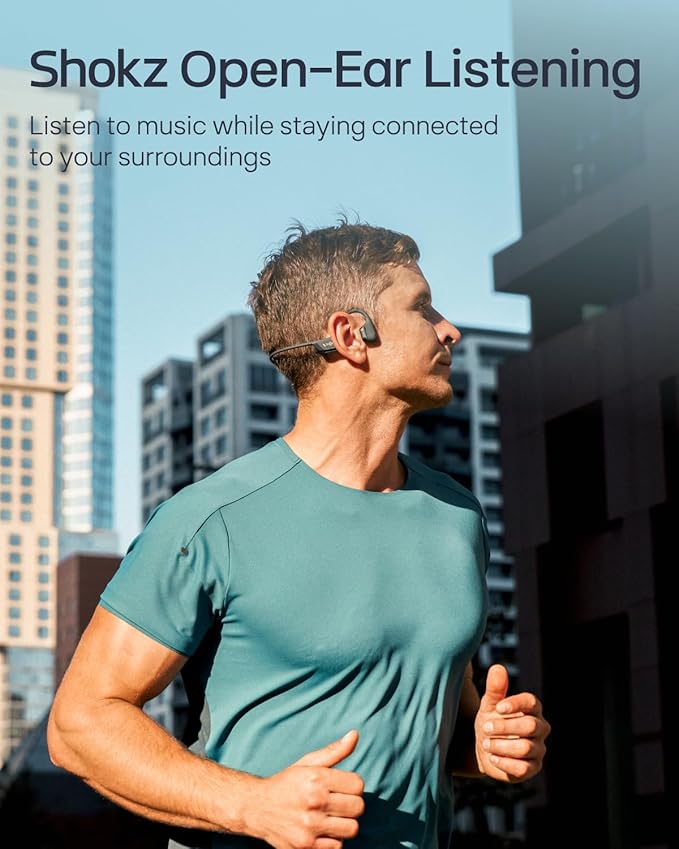 SHOKZ New OpenRun Pro 2- Bone Conduction Headphones, Open-Ear Bluetooth Wireless Sport Earphones for Running, Workouts - Sweat Resistant, Secure Comfortable Fit -Deep Bass, Smart Mic, Reflective Strip