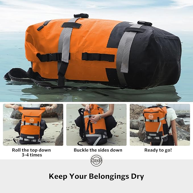 STOVER 5/10/25/30/40/55L Waterproof Dry Bag- Roll-Top Backpack w/Phone Case- Kayaking, Hiking, Camping, Boating- Men/Women