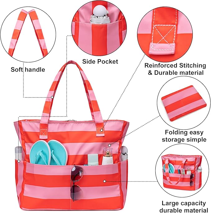 Bluboon Waterproof Beach Tote Pool Bags for Women Ladies Extra Large Carry On Bag With Wet Compartment for Weekender Travel