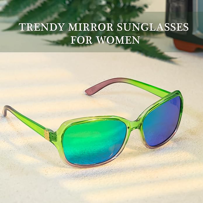 SIPHEW Polarized Sunglasses for Women | Vintage Square Sunglasses w UV400 Protection | Womens Wraparound Shade