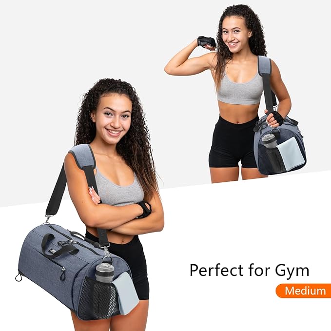 TOPDesign Gym Bag for Women & Men, Unisex Duffel Bag with Shoe Compartment & Wet Pocket for Travel Sports Gym (L Textured Blue)