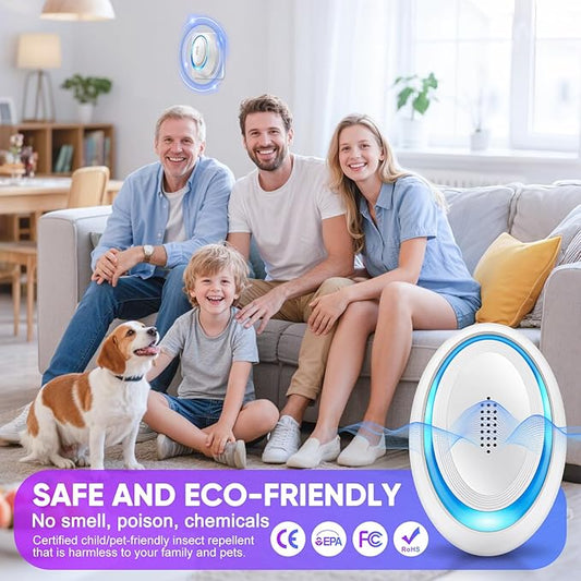 2025 Upgraded Ultrasonic Pest Repeller Indoor Ultrasonic Repellent, Mouse Repellent for Roach, Rodent, Mouse, Mosquito, Mice, Spider, Ant, Bugs Electronic Plug-in Pest Control 6 Pack（White）