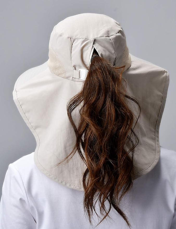 Camptrace Sun Hats for Women Men UPF 50+ UV Protection Wide Brim Hiking Fishing Hat with Neck Flap