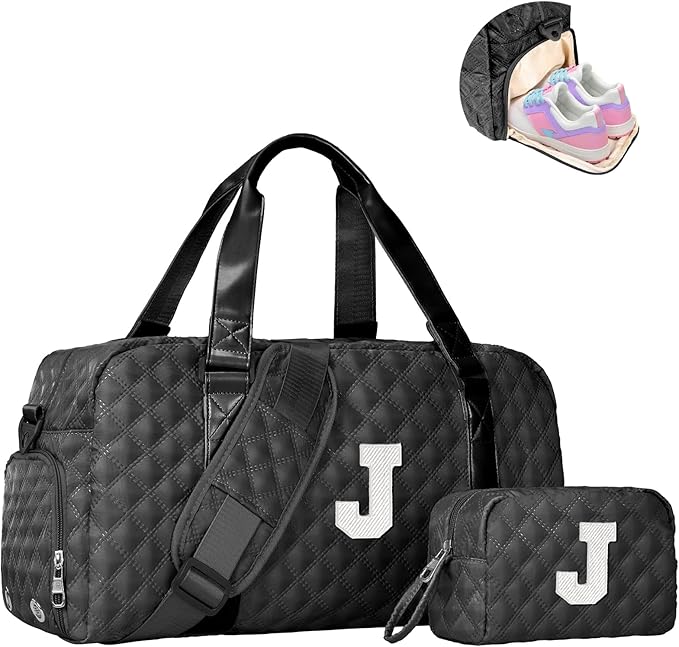 Elilier Travel Bags, Gifts for Friends Female Women, Initial Travel Duffel Bag, Gym Bag, Personalized Weekender Bag, Friend Wedding Girlfriend Birthday Gifts for Teen Girls, Graduation Gifts