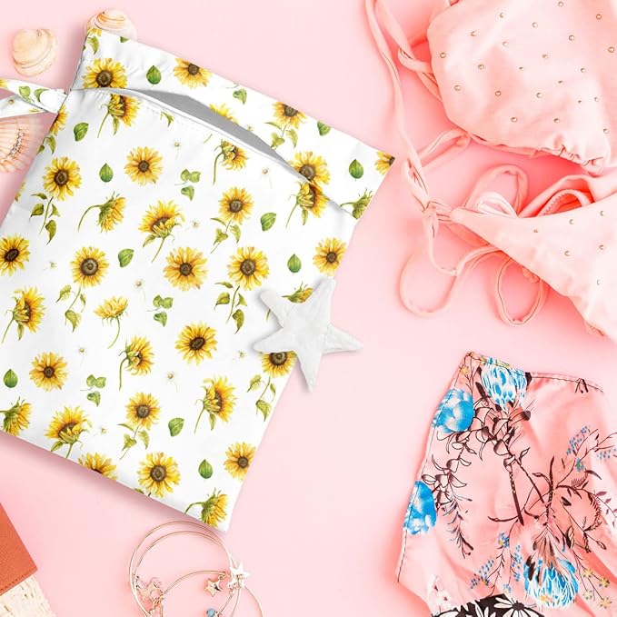 2 Pcs Wet Bag, Wet Dry Bag, Wet Bag for Swimsuit, Travel, Beach, Pool, Diapers, Dirty Yoga Gym Clothes, Toiletries, Makeup Bag, Boho Heart Decor Romantic Gifts for Birthday Wedding.