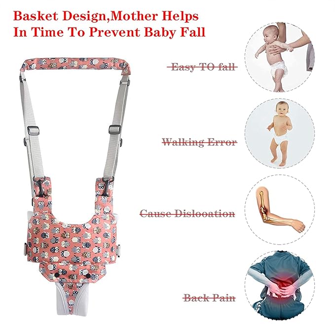 IULONEE Baby Walker, Handheld Kids Toddler Walking Harness Helper Assistant Protective Belt Child Activity Walker Adjustable Standing Up Walking Learning Helper for Toddler 7-24 Month (Orange)