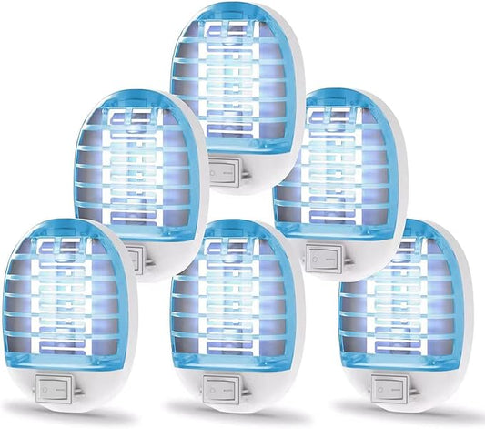 Bug Zapper Indoor, Electronic Fly Trap Insect Killer, Mosquitoes Killer Mosquito Zapper with Blue Lights for Living Room, Home, Kitchen, Bedroom, Baby Room, Office(6 Packs)