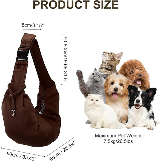PETAXCELL Dog Sling Carrier for Small Dogs and Cats Up to 16.5 Lbs, Adjustable Buckle with Pocket Pet Sling Carrier Safety Harness, (Dark Green, 1 Pcs) Intended for Outdoor/Camp/Travel