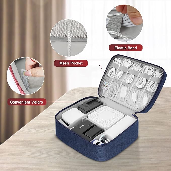 Electronic Organizer Travel Universal Cable Organizer Electronics Accessories Bag for Cable, Charger, Phone, USB, SD Card,1Pack