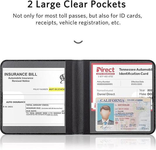 CoBak Car Registration and Insurance Holder - Men and Women Small Lightweight Vehicle Glove Box Car Organizer, Auto Truck Comparment Accessories Case for Essential Document, Driver License (Black)