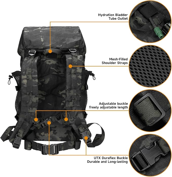 EXCELLENT ELITE SPANKER 40L Camping Hiking Backpack for Men and Women Tactical Military Backpack Large Rucksack for Outdoor Activities Travel Backpacking(MCB)