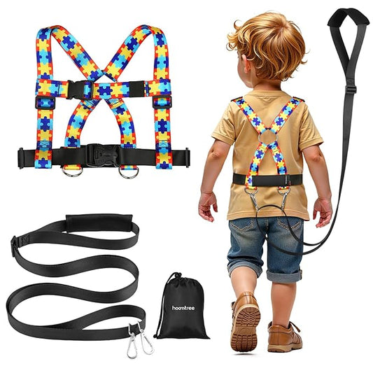 HOOMTREE Safety Harness Leash for Kids with Autism, Special Needs and Older Children Ages 6-12 | Adjustable Teens Walking Harness with Grab Handle and Tether | Keep Active ADHD/ASD Autistic Kids Safe