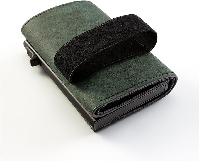 NIID Wallet for Men,Minimalist Front Pocket Wallet for Men - RFID Blocking Leather Bifold with Pop Up Card Holder, 2 ID Windows, Money Clip & Gift Box (Green)