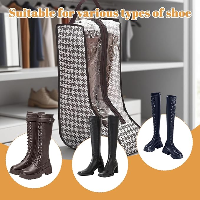 2 Pack Boot Bags for Cowboy Boots Storage Organizer Tall Style, Portable Travel Shoe Bags Protector Box Organizer with Handle for Cowboy Shoes, Dustproof Tote for Packing Travel and Daily Use