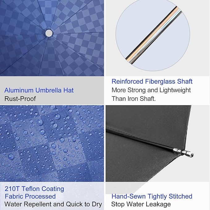 Satol 46/54/62 Inch Large Golf Umbrella, Windproof 10 Ribs Automatic Open/Close Oversize Double Canopy Vented Portable Folding Travel Umbrellas, UPF 50+ Sun & Rain Compact Umbrellas for Outdoor