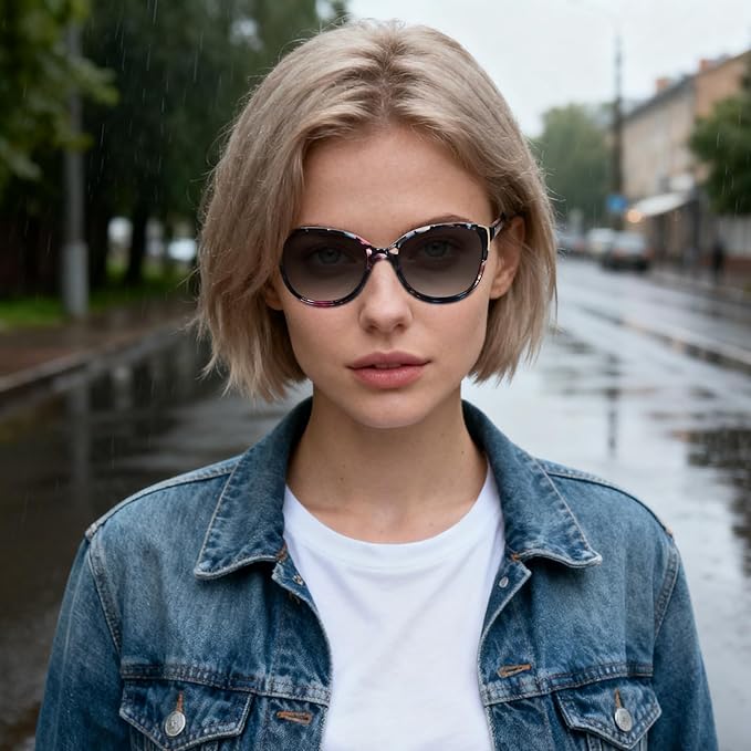 Face Shadow Polarized Sunglasses for Women, Cat Eye Sunglasses for Small Face Ladies Ultralight UV400 Protection