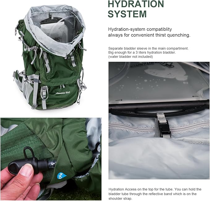 MOUNTAINTOP 80L Internal Frame Backpack for Man & Women Backpacking Hiking Backpack with Rain Cover