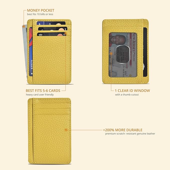 Oak Leathers Leather Slim Minimalist Wallet for Men & Women RFID Front Pocket Leather Card Holder Wallets