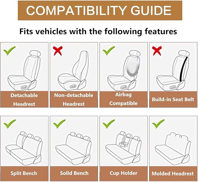HAIYAOTIMES Leather Car Seat Covers Full Set, Waterproof Faux Leather Seat Covers for Cars, Non-Slip Car Interior Covers Universal Fit for Most Cars Sedans Trucks SUVs, Black/Red