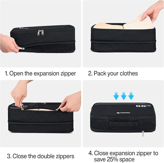 Packing Cubes for Travel, Hanke 7 Set Packing Cubes with Double Zipper,Compression Travel Bags Expandable Design,Durable Packing Organizers for Suitcase Backpack and Carry-On