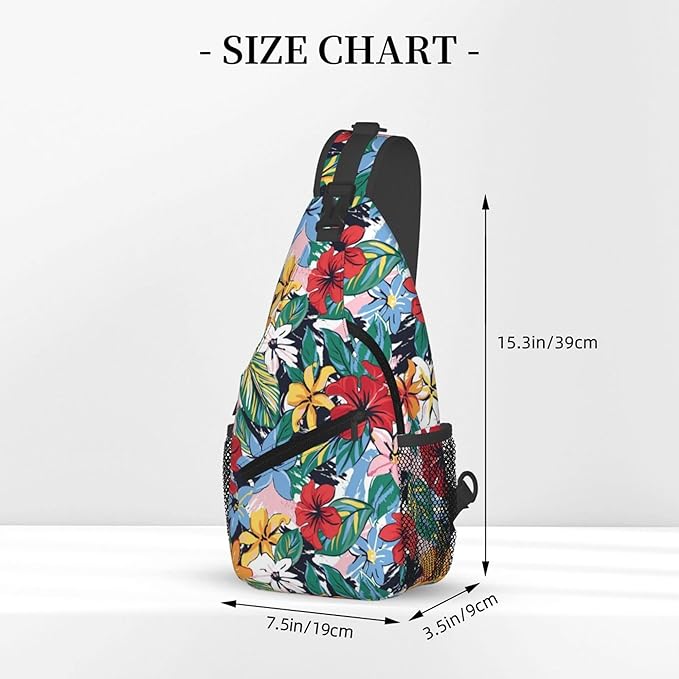 Hawaii Tropical Palm Sling Backpack Crossbody Bag Casual Chest Bags Travel Hiking Daypack Shoulder Bag for Women Men