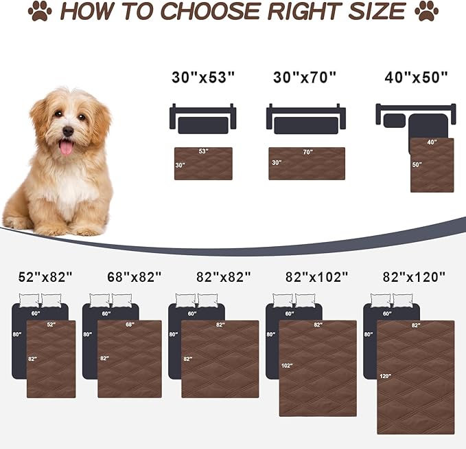 Smiry Waterproof Dog Bed Cover Blanket 68x82, Soft Reversible Pet Blanket, Washable Leakproof Cats Dogs Couch Cover for Sofa, Couch, Furniture, Lattice, Brown/Chocolate