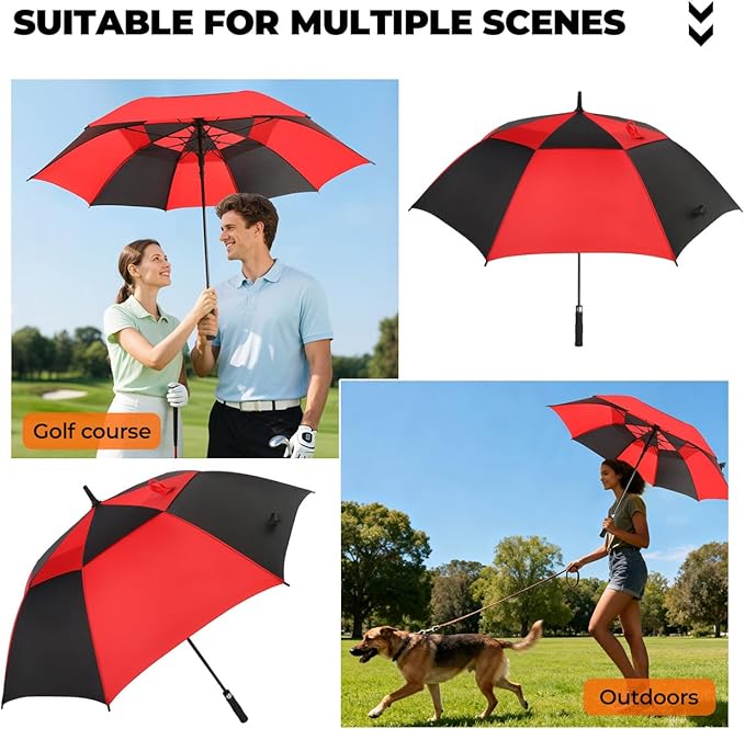ZDSSM Automatic Open Golf Umbrella, 54/62/68/72 inch Extra Large Oversize Double Canopy Vented Stick Umbrellas, Windproof Waterproof Umbrella for Men And Women
