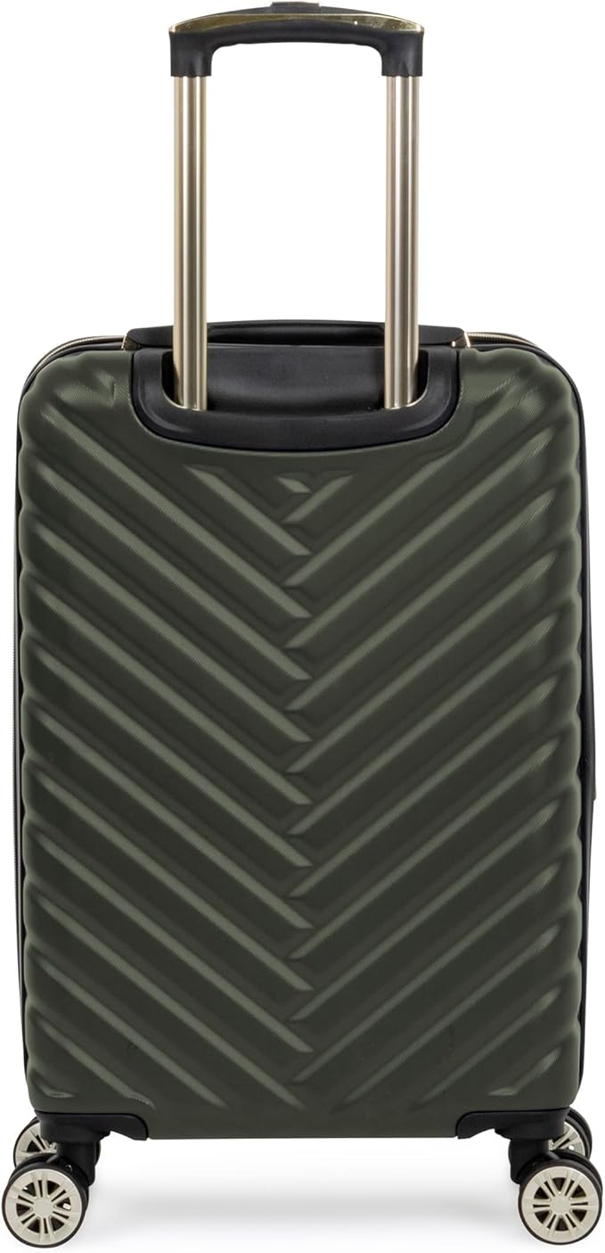 Kenneth Cole REACTION Madison Square Lightweight Hardside Chevron Expandable Spinner Luggage, Olive, 20-Inch Checked
