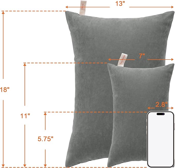 NTBAY Toddler Pillows, Down Alternative 13"x18" Pillow, Machine Washable - Soft and Breathable Travel Small Pillows for Sleeping, Ideal for Daycare, Crib, Cot, Dark Grey