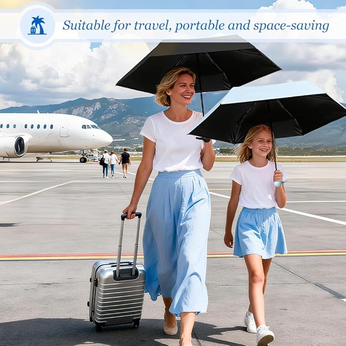 TOPSAIL Mini Umbrella Compact for Travel, UV Sun Protection(UPF50+), Waterproof for Light Rain, Suitable for Women & Kids With a Case, Manual 6k Folding Small Pocket Size Ufor Backpack/Purse