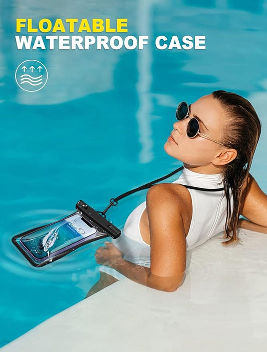 Vuwwey Waterproof Phone Pouch [2 Pack][Super Buoyant] Floating IPX8 Waterproof Phone Case Beach Cruise Ship Travel Essentials Cellphone Dry Bag for iPhone 17 16 15 14 13 12 Pro Max XS XR X Up to 6.9''